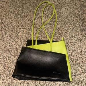 Tolblanc Paris Black and Green Geometric genuine leather Shoulder Bag